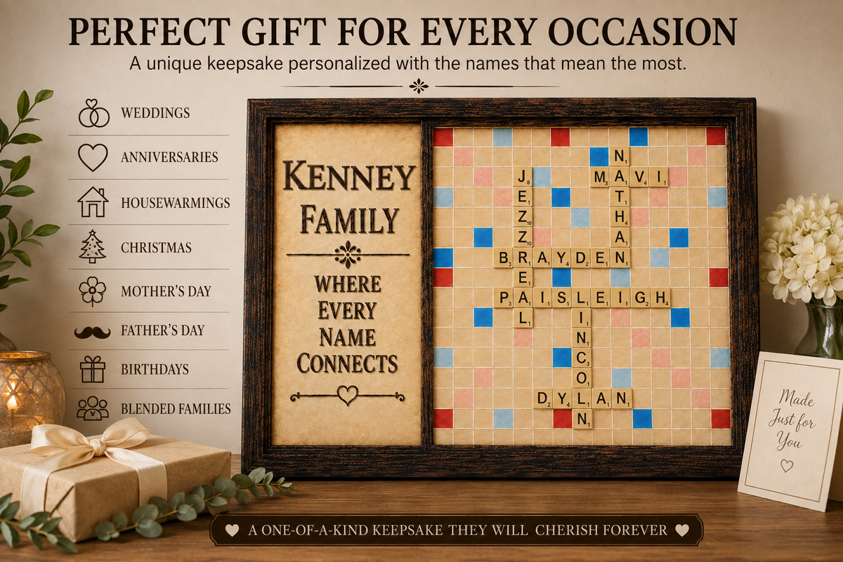 Personalized Family Name Tile Premium Framed Poster