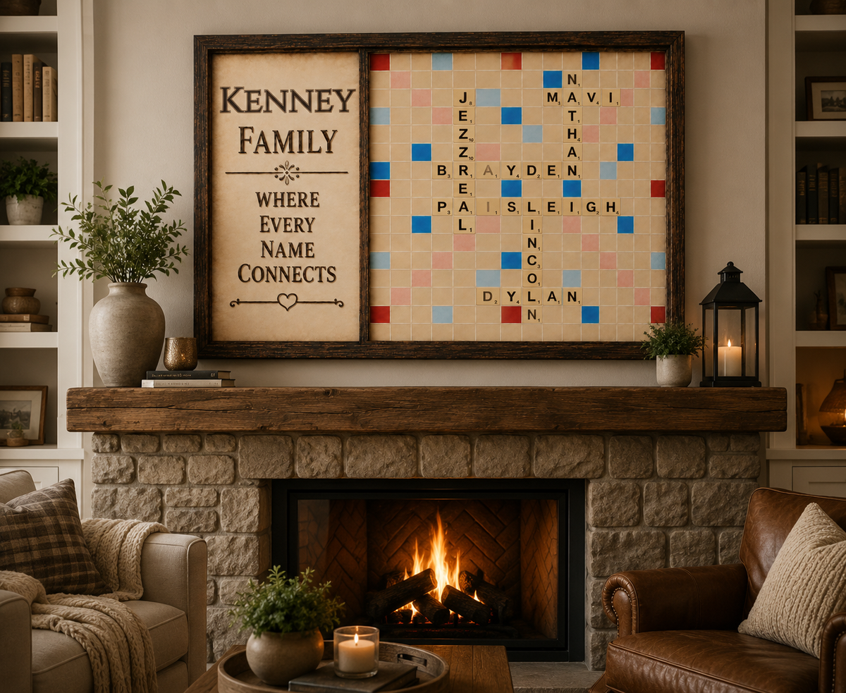Personalized Family Name Tile Premium Framed Poster