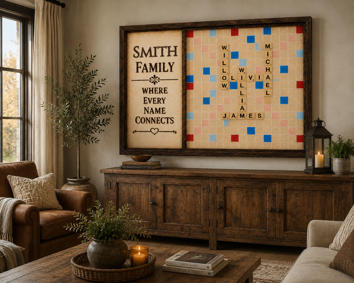 Personalized Family Name Tile Premium Framed Poster